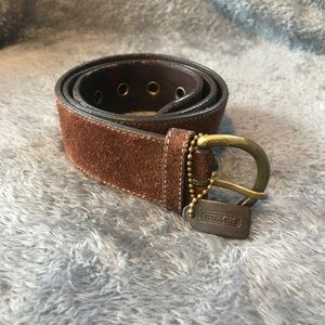 Brown suede COACH belt